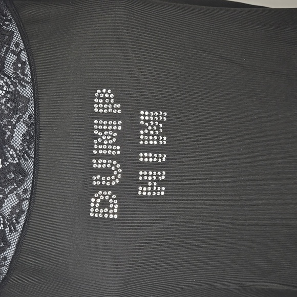 Black Lace Trim DumP Him Women's Top M-XL - Picture 3 of 3